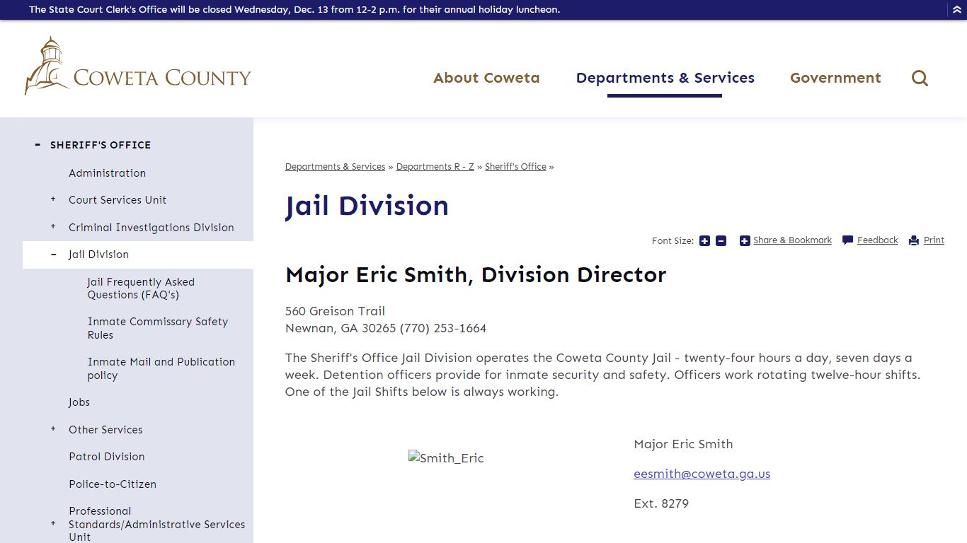Jail Division | Coweta County, GA Website